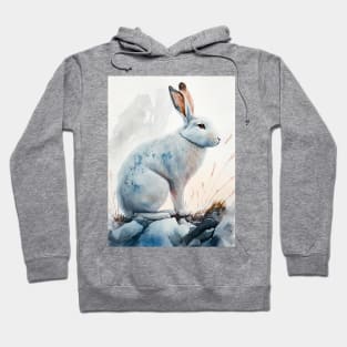 Arctic Hare- Watercolor Paint Hoodie